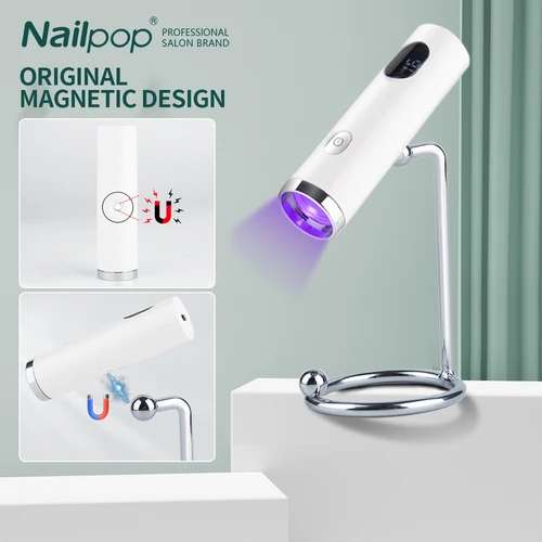 Lámpara UV LED portátil para uñas con soporte magnético, luz UV de mano para uñas de Gel, secador de uñas USB recargable inalámbrico, 1 unidad Nailpop