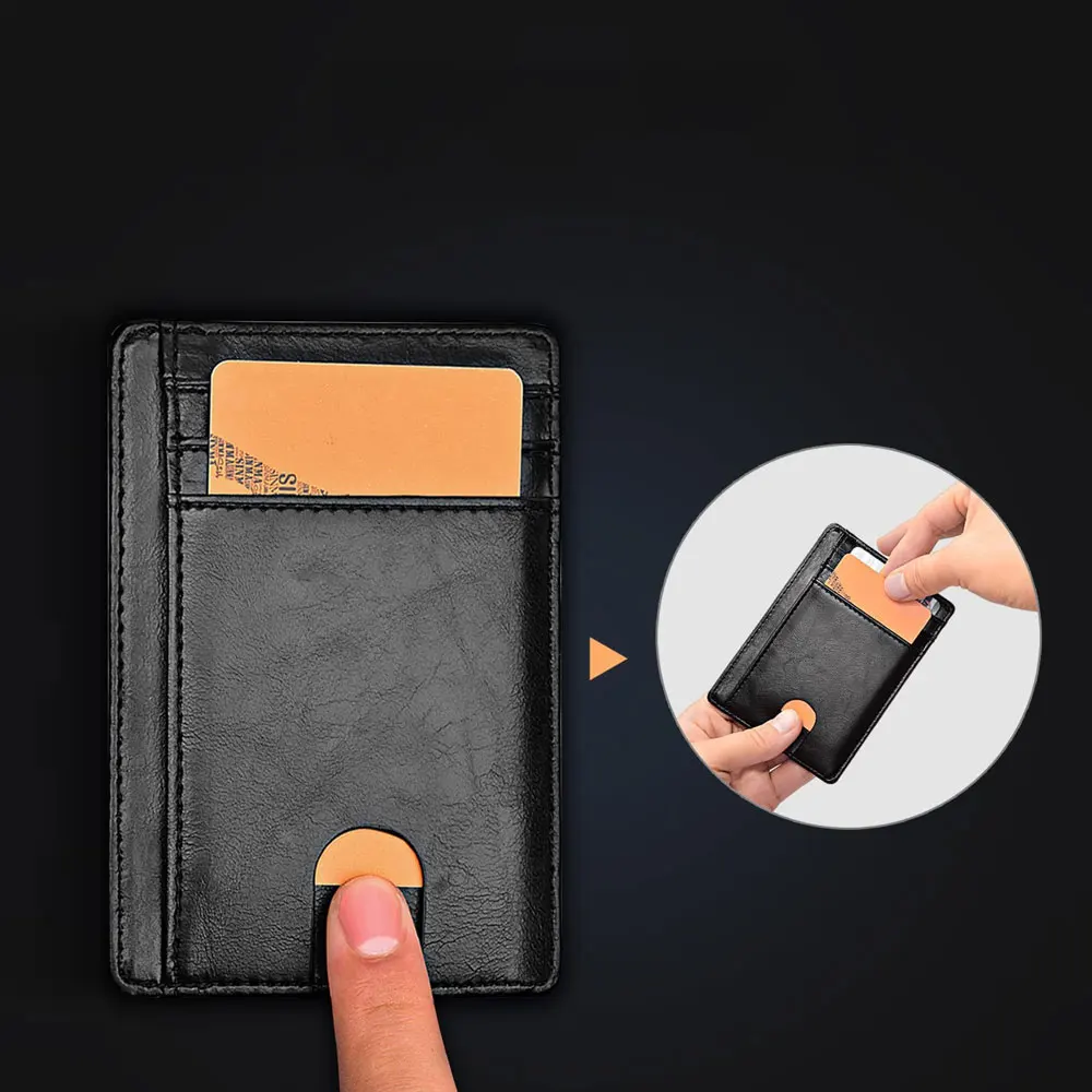 

Mini Slim Money Case Coin Purse RFID Blocking Pocket ID Money PU Leather Wallet Credit ID Card Holder Purse for Men Women