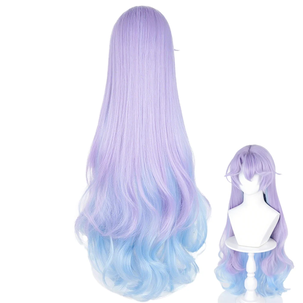 Jeu Cantarella Cosplay perruque fille violet bleu cheveux longs raides bouclés beau accessoire résistant à la chaleur synthétique Halloween perruque