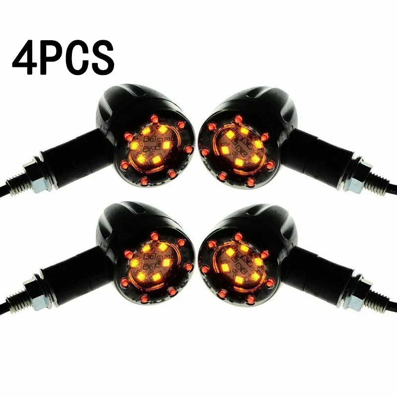 

Stylish Motorcycle LED Amber Lamp Rear Turn Signal Brake Lights Indicator Suitable for Standard Bikes (Set of 4)