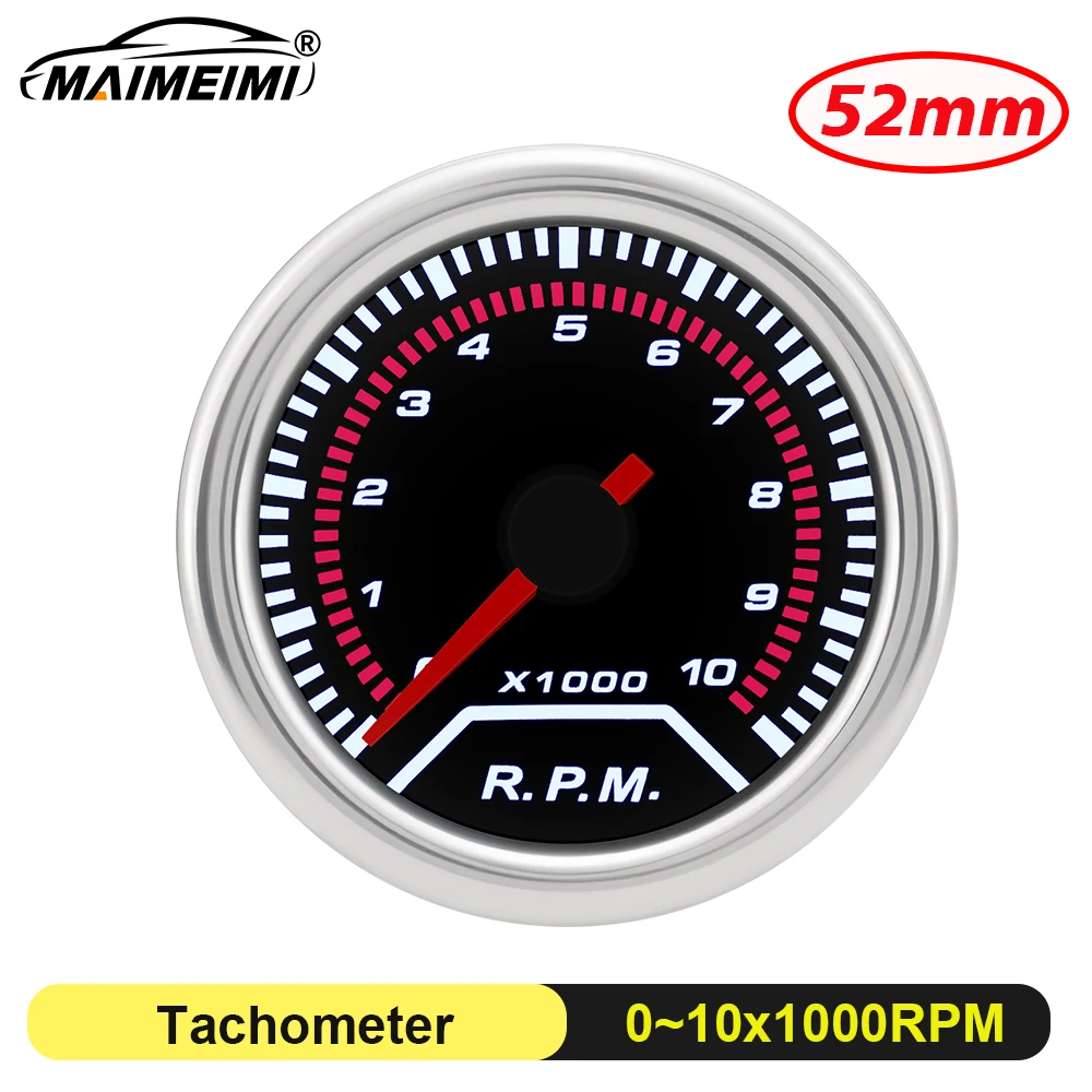 

Автоматический тахометр с дымовыми линзами 2 дюйма, 52 мм, белый светодиодный измеритель 0-10000 R.P.M, автомобильный датчик для 4/6/8 цилиндров, универсальных транспортных средств