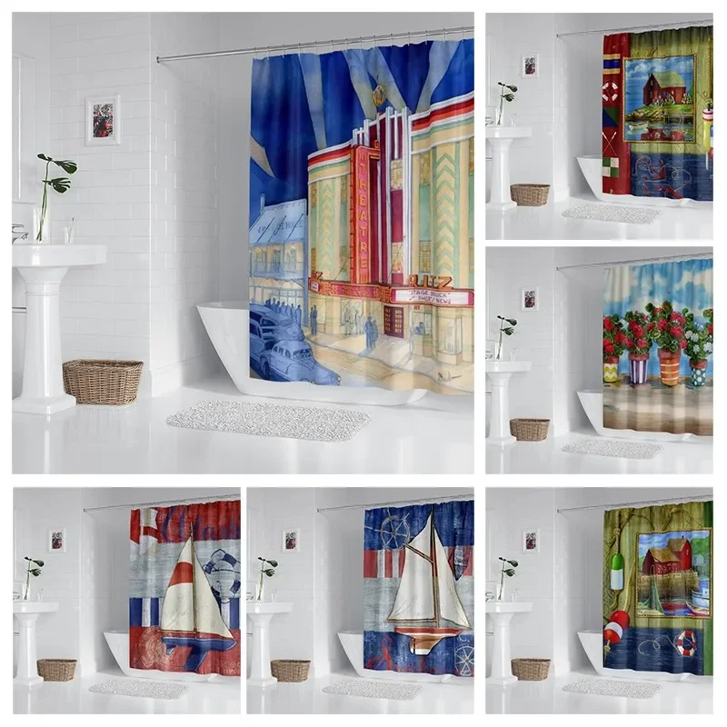 House hold waterproof fabric household shower curtain accessories shower curtain 240 * 200 home marine style shower curtain