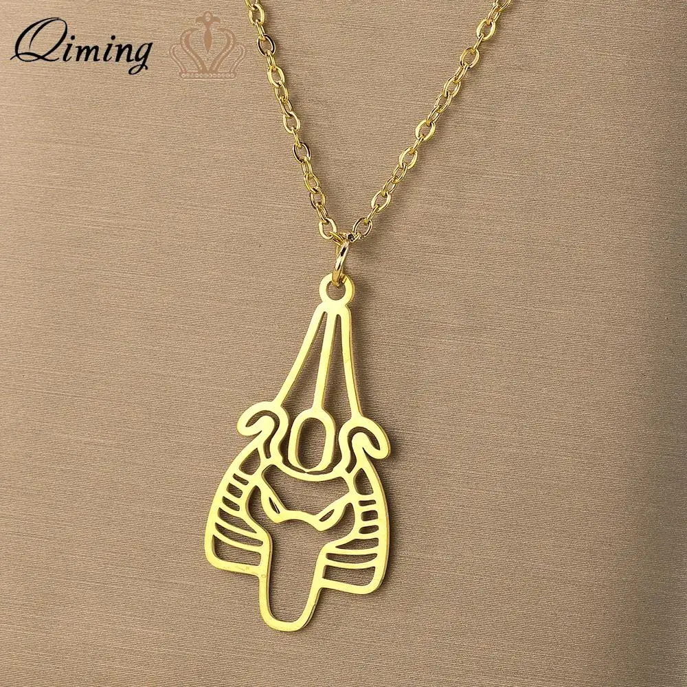 QIMING Zodiac God Judge of the Dead necklace stainless steel men Egypt Jewelry ancient Osiris Egyptian Necklace