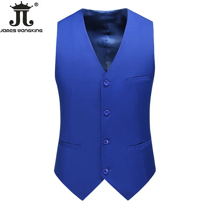 Vest Mens Fashion Casual High Quality Solid Color Slim Large Size Business Office Waistcoat Men Groom Wedding Dress Suit Vests