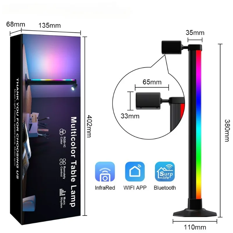 Lampada da scrivania da lettura a LED Luce d'atmosfera RGB Luce di apprendimento 2 in 1 con telecomando Luce decorativa per giochi di sport per la camera da letto di casa