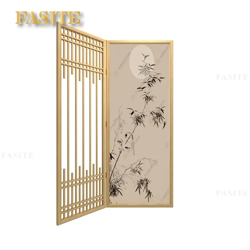 For Medieval Solid Wood Folding Screen Bamboo Pattern Foldable Mobile Corner Decoration Living Room Balcony Occlusion Zen