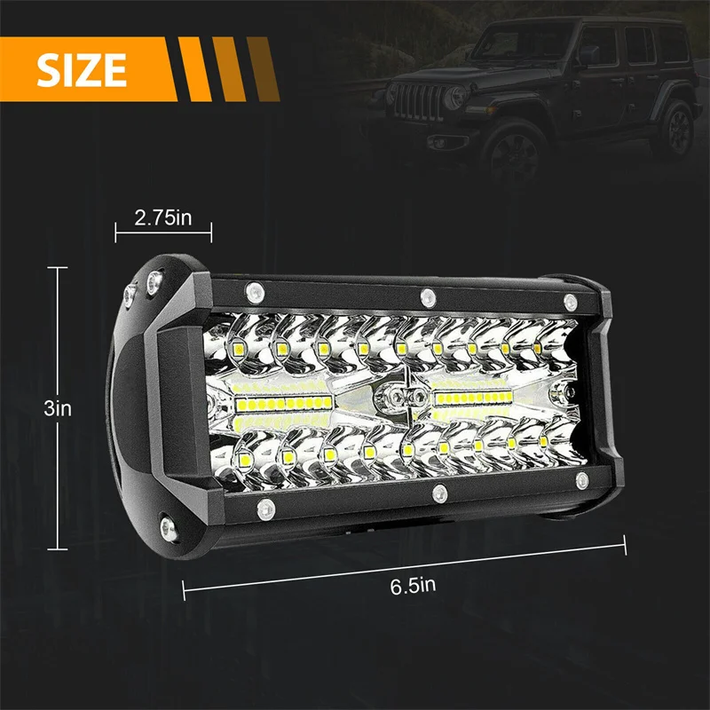 

2PCS 7inch 800W LED Work Light Bars - Spot/Flood Combo for Car/Tractor/Boat/OffRoad SUV/ATV