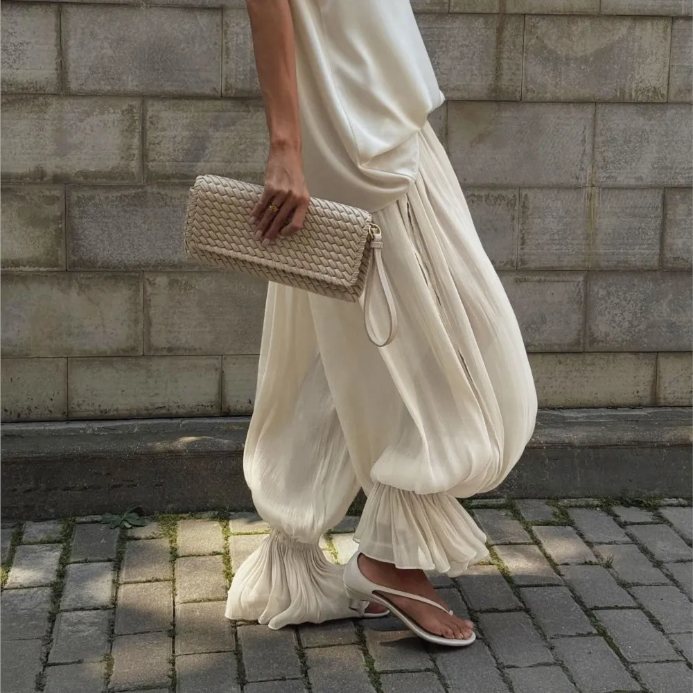 New French Women's Clothing Fashion Long Pants Elegant Casual Trousers Solid Color Simple Style Loose All-match Temperament Chic