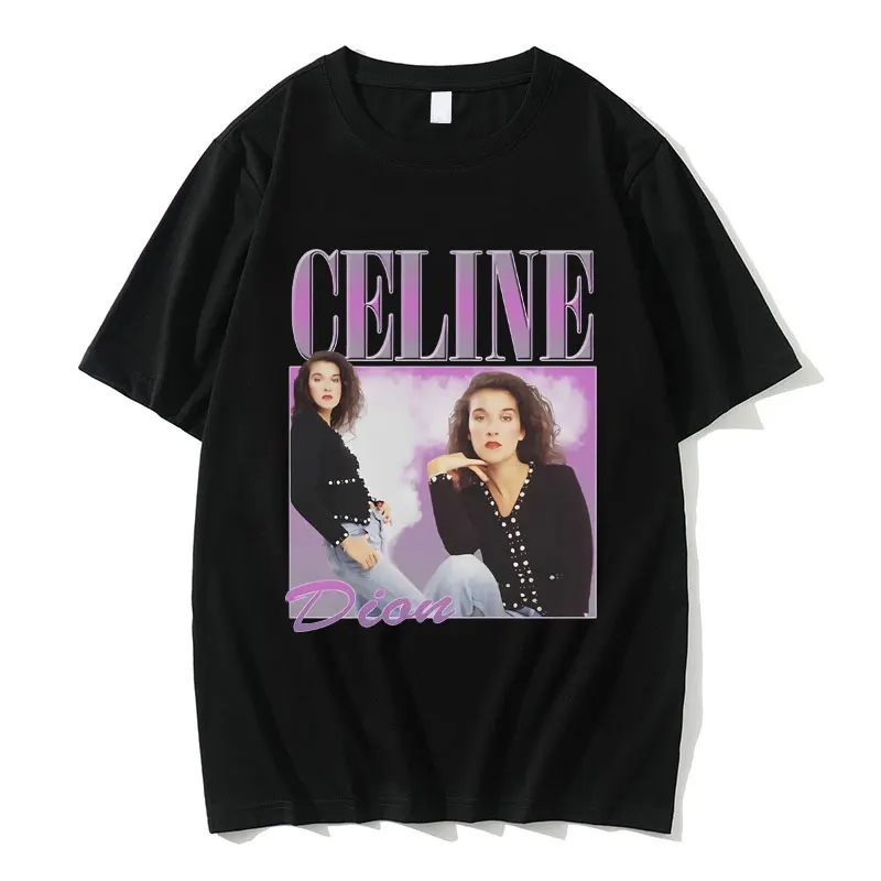 

Singer Seline Dion Graphic T-shirt Men Women Hip Hop Oversized Tshirt Male Vintage T Shirt Men's Casual Cotton Short Sleeve Tees