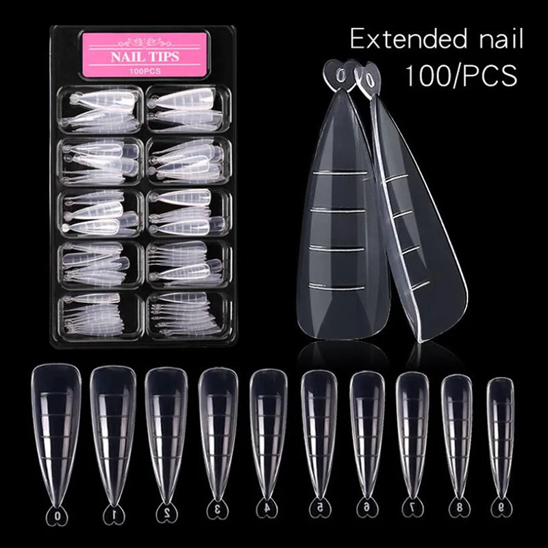 Molde para extensiones de Gel de uñas, accesorios para manicura, cobertura completa, 100 piezas