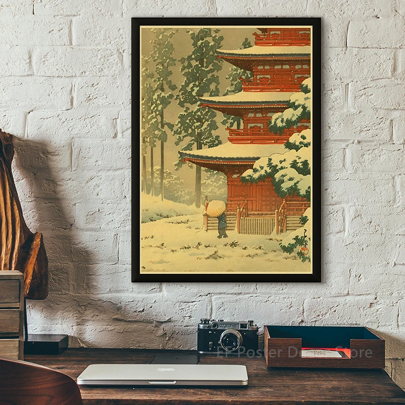 Vintage Traditional Japanese Landscapes Posters Aesthetic Kraft Paper Prints Home Room Decor Painting DIY Retro Art Wall Picture