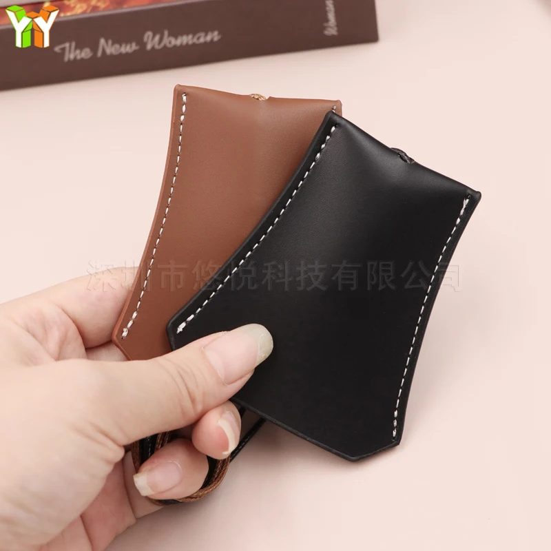 Pull-out key bag storage hanging bag hanging neck leather necklace can hang glasses keys and so on