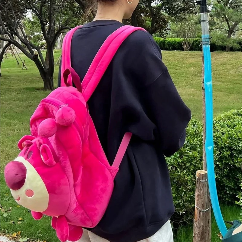 Disney-Sac à Dos en Peluche Dessin Animé Ours Lotso pour Fille, Mignon, Kawaii, Style Japonais et Coréen, à la Mode, Initié, Cartable d'Étudiant, Y2k