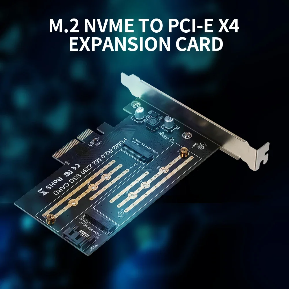 M.2 NVME zu PCI-E X4 Erweiterungskarte Festplattenadapter M.2 B/M Interface Unterstützung NVME/SATA Dual Prototype Interface