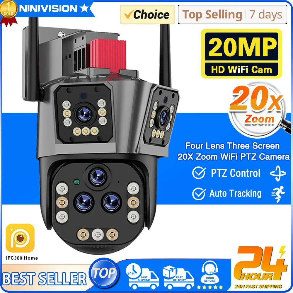 

WiFi PTZ Security Camera Auto Tracking 20MP Outdoor Wireless Security Cam Color Night Vision 20X Zoom CCTV Surveillance Camera