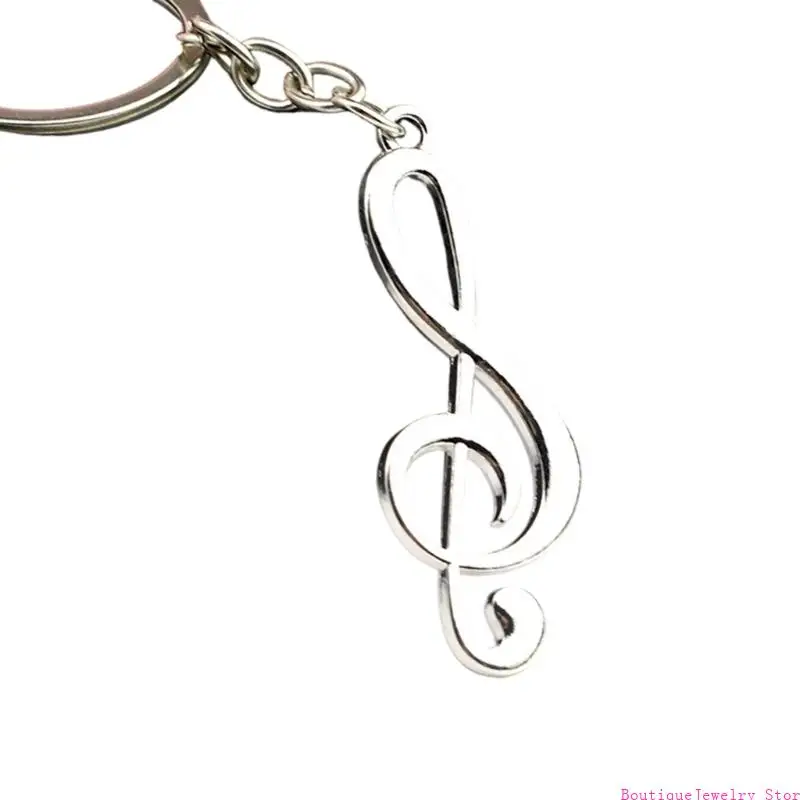 E1PE Treble Clef Metal Keychain for Daily Carry Bags and Zipper Pulls