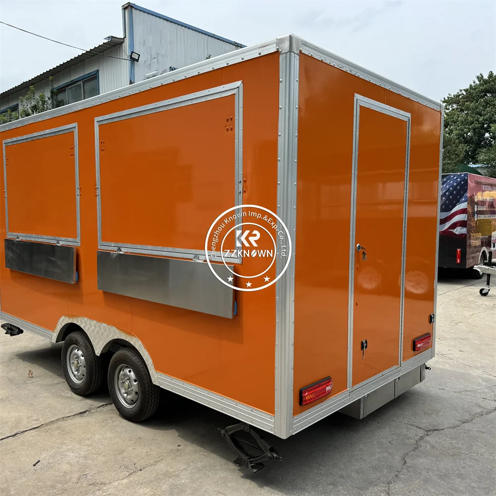 2025 16ft Food Trailer For Fast Food Truck Snack Ice Cream Chips For Catering BBQ Concession BBQ Trailer Hot Dog Cart