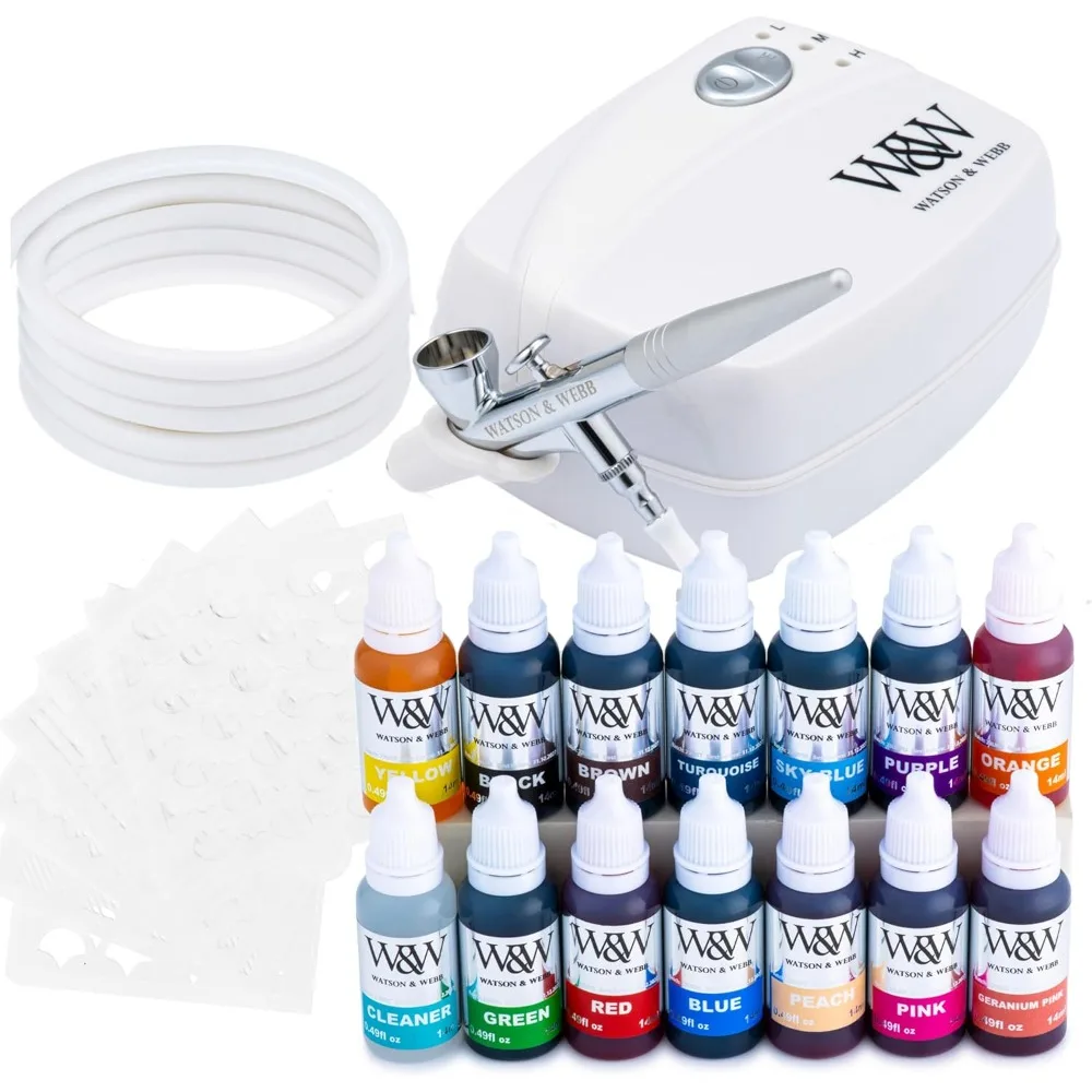 

Professional Airbrush Decorating Kit for Cakes Cookies Baking with 13 Colors Food Safe Spray Gun