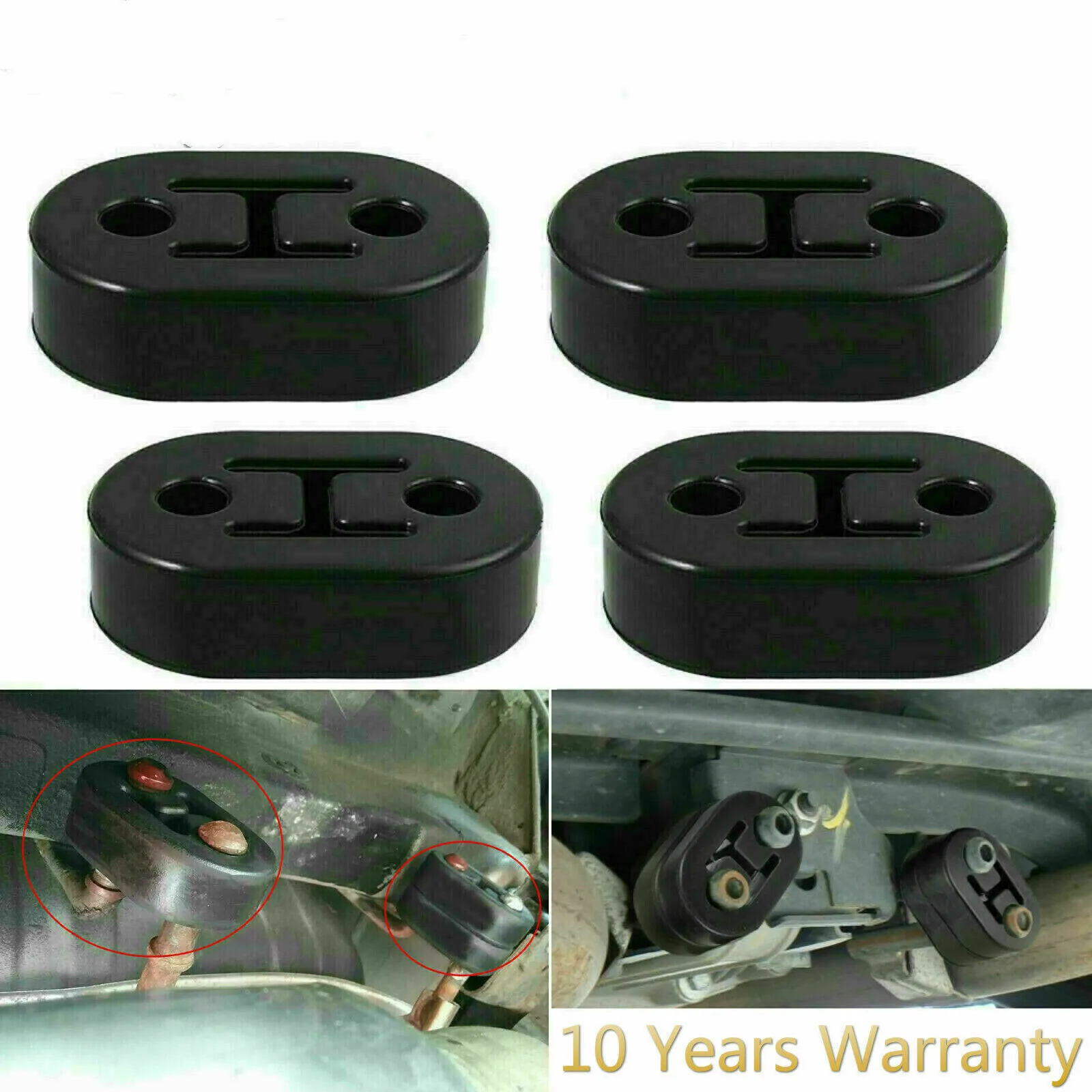 1X Black Polyurethane Auto Car Exhaust Muffler Hangers Mount Bracket 2 Holes Rubber Mount Universal Car Auto Accessories