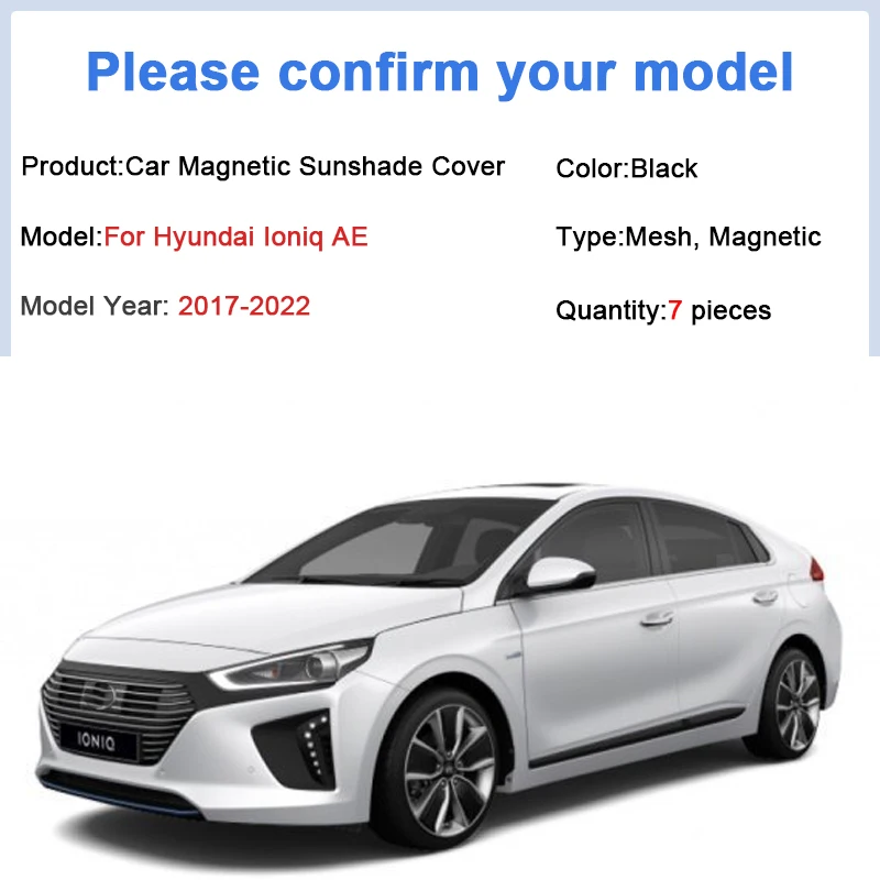 For Hyundai Ioniq AE 2017 2018 2019 2020 2021 2022 Mesh Shade Window Sun Visor Anti UV Heat Insulating Car Tool Auto Accessories