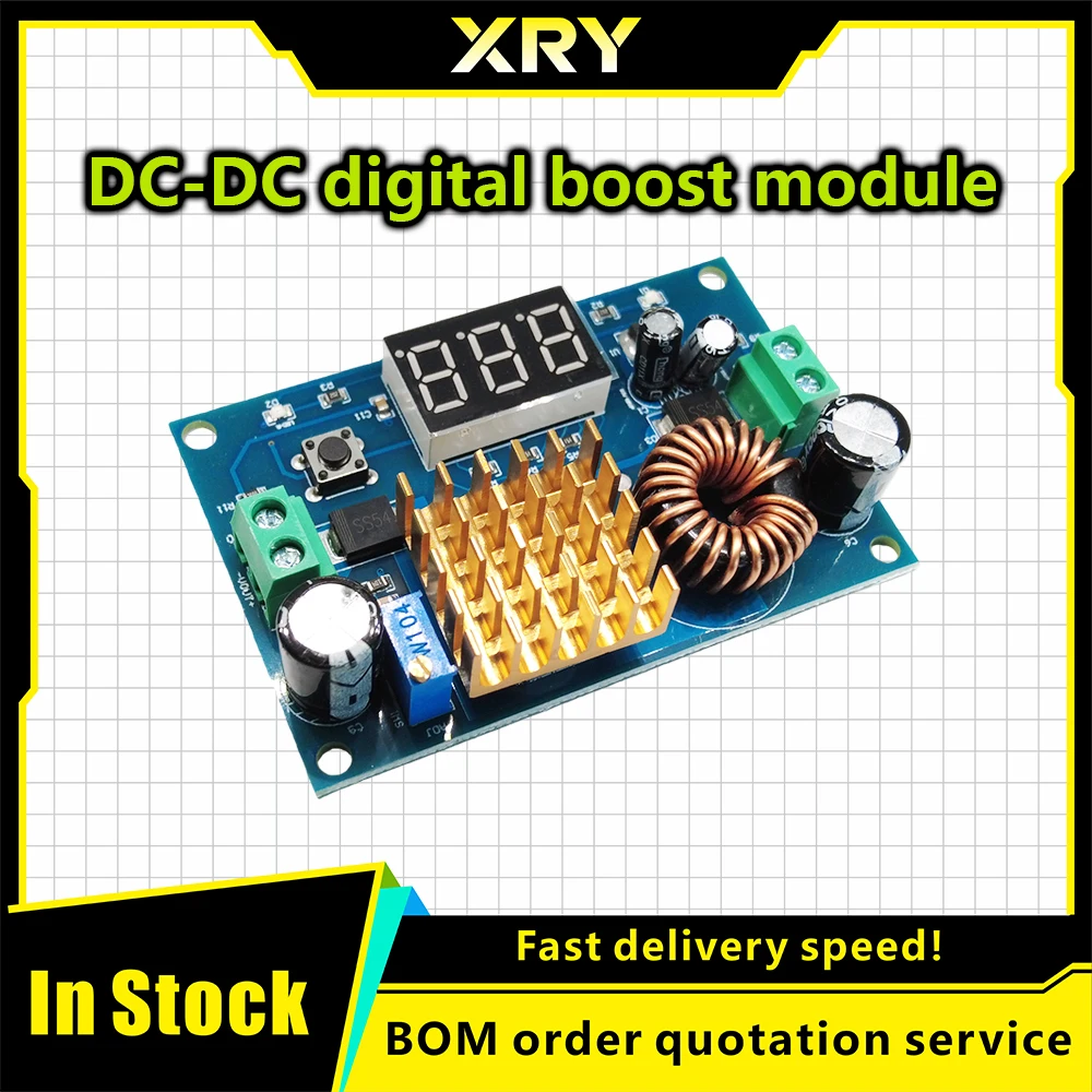 DC 3V-35V To DC 5V-45V Boost Module Digital Voltmeter DC-DC Step Up Module Boost Converter Board 5A Power Adjustable For Voltage