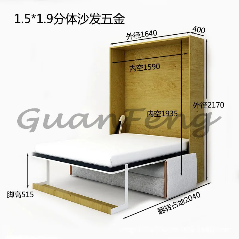 Sofá Cama Multifuncional, Cama Invisible, Cama Plegable Tipo Murphy, Sofá de Salón, Cama Plegable de Pared, Accesorios de Ferretería para Muebles