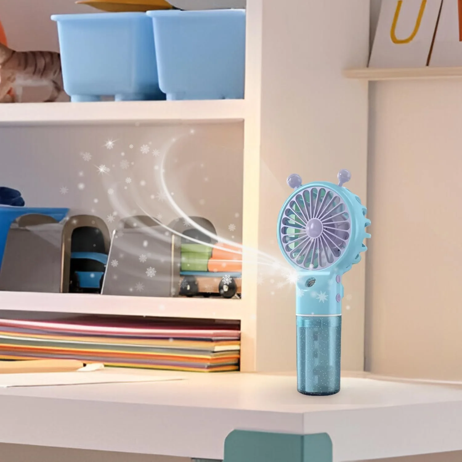 Kipas Pendingin Mini Semprotan Air Kipas Kabut Portabel USB Isi Ulang, Portabel Pelembap Udara Portabel