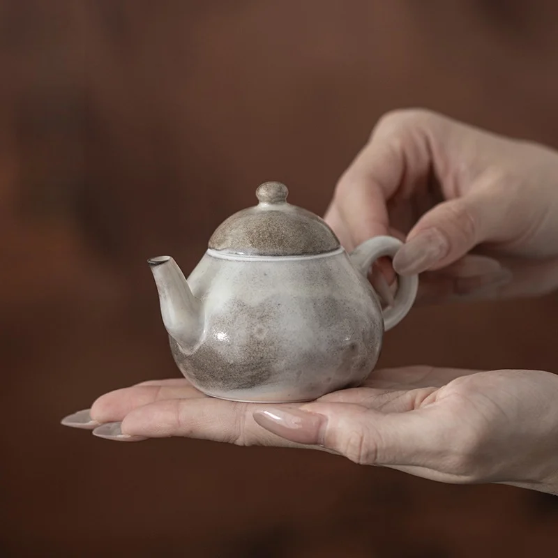 100ml Vintage Tea Pot Ink And Wash Zhi Ye Wood-fired Porcelain Teapot Handmade Pot Brewing Tea Maker  Ceremony