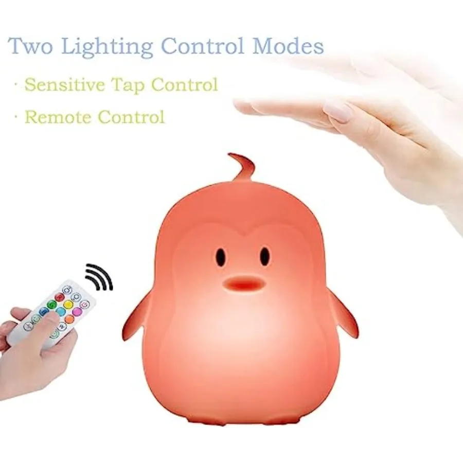 Night Light, LED Cute Silicone Lamp Bedside Lamp, Animal Light - 9 Colors Changing/USB Rechargeable/Remote Control/Dimmable Nig
