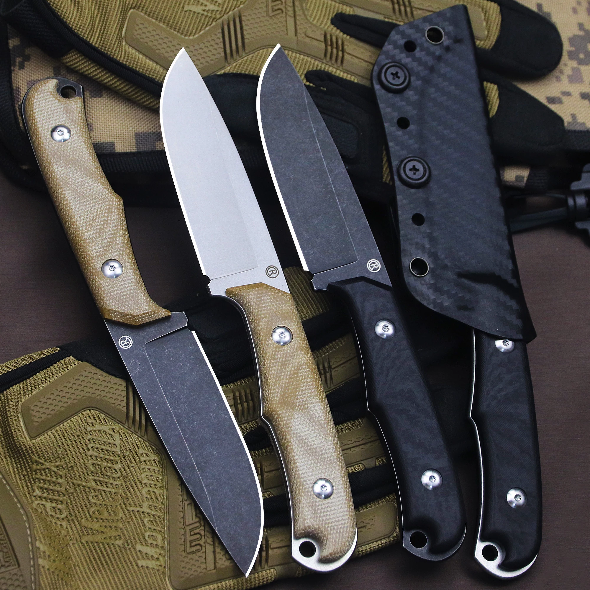 RSA C.R(Backpackers) 12C27 Steel Full Tang Hunting Knife, carbon fiber/linen handle survival Knife, EDC Jungle Knife