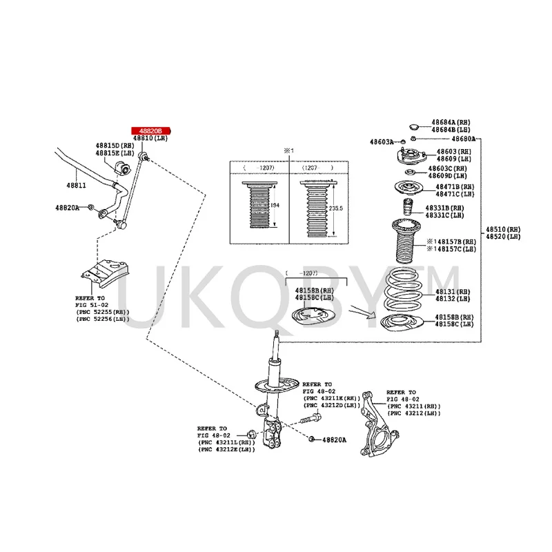 4882042030 To yo ta RAV4 Previa Alphard, Roadster, and Vellfire Left front stabilizer bar linkage assembly