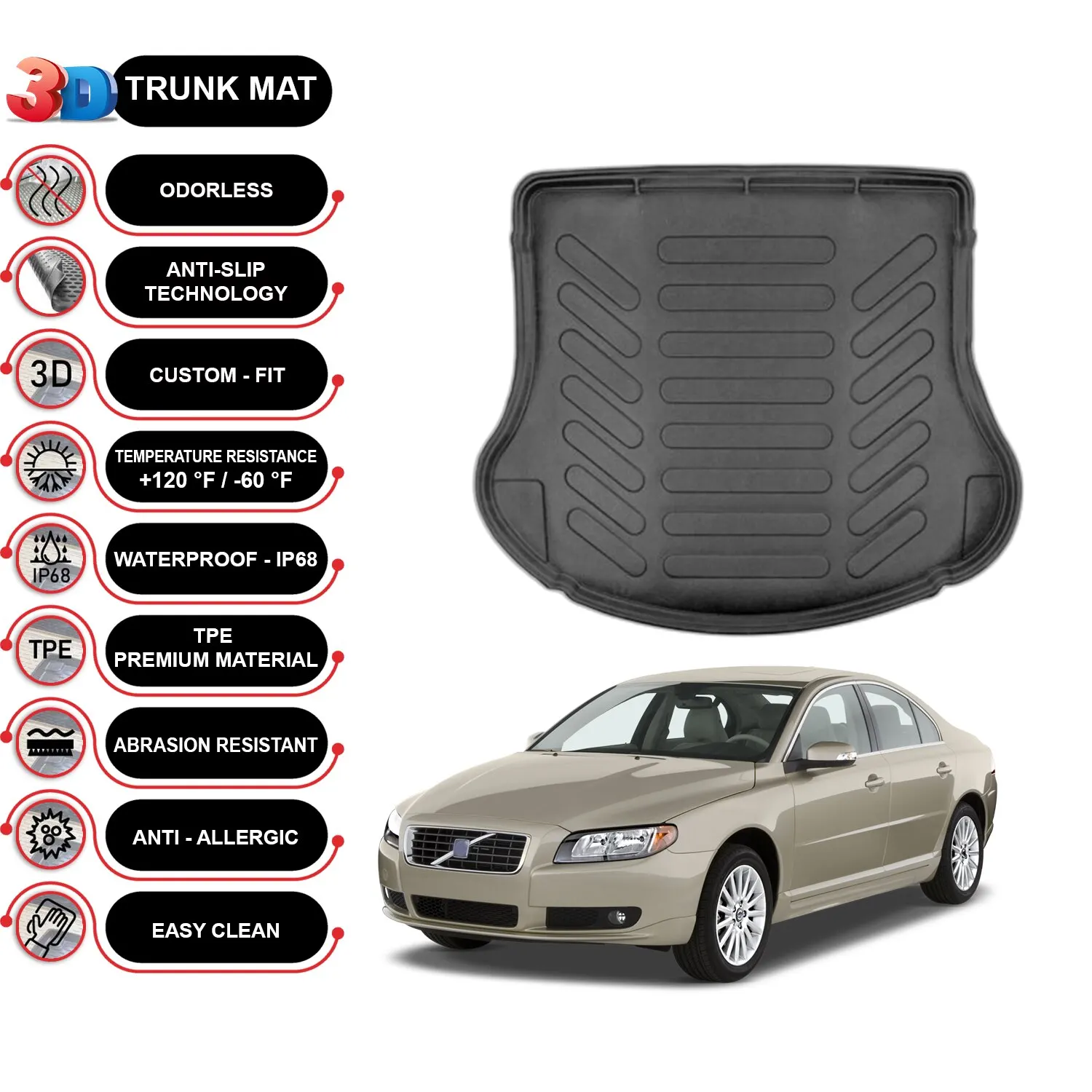 

Volvo S40 2004-2012 Cargo Liner Rear Trunk Floor Mat