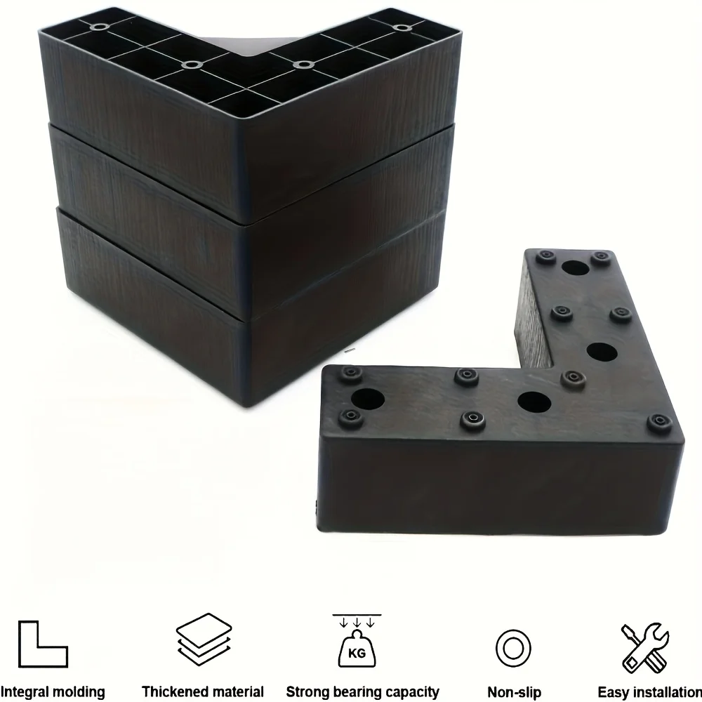 4pcs Heavy-Duty L-Shaped Furniture Legs - Industrial-strength load-bearing, Non-Slip Matte Black Finish,