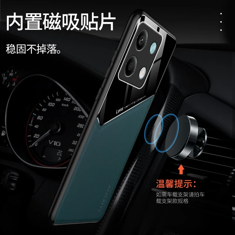 

For Xiaomi Redmi Note 13 5G Case Car Magnetic Holder Leather Phone Cover For Redmy Note13 5G Soft Frame Protect Funda