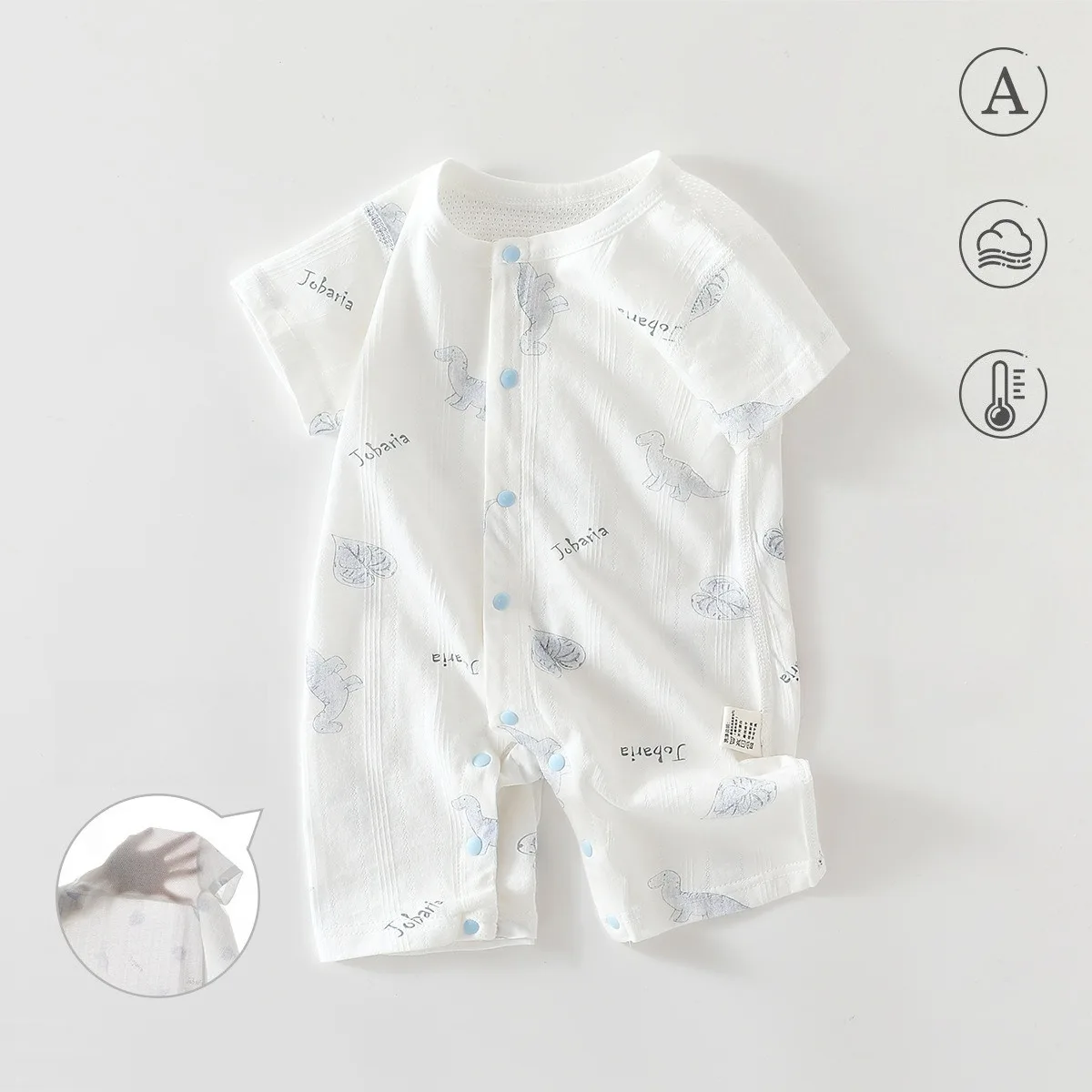 

Infant Summer Lightweight Cool Short Romper 6-18M Baby Boy Girl Pure Cotton Breathable Soft Bodysuit Kid Easy on Off Cute Onesie