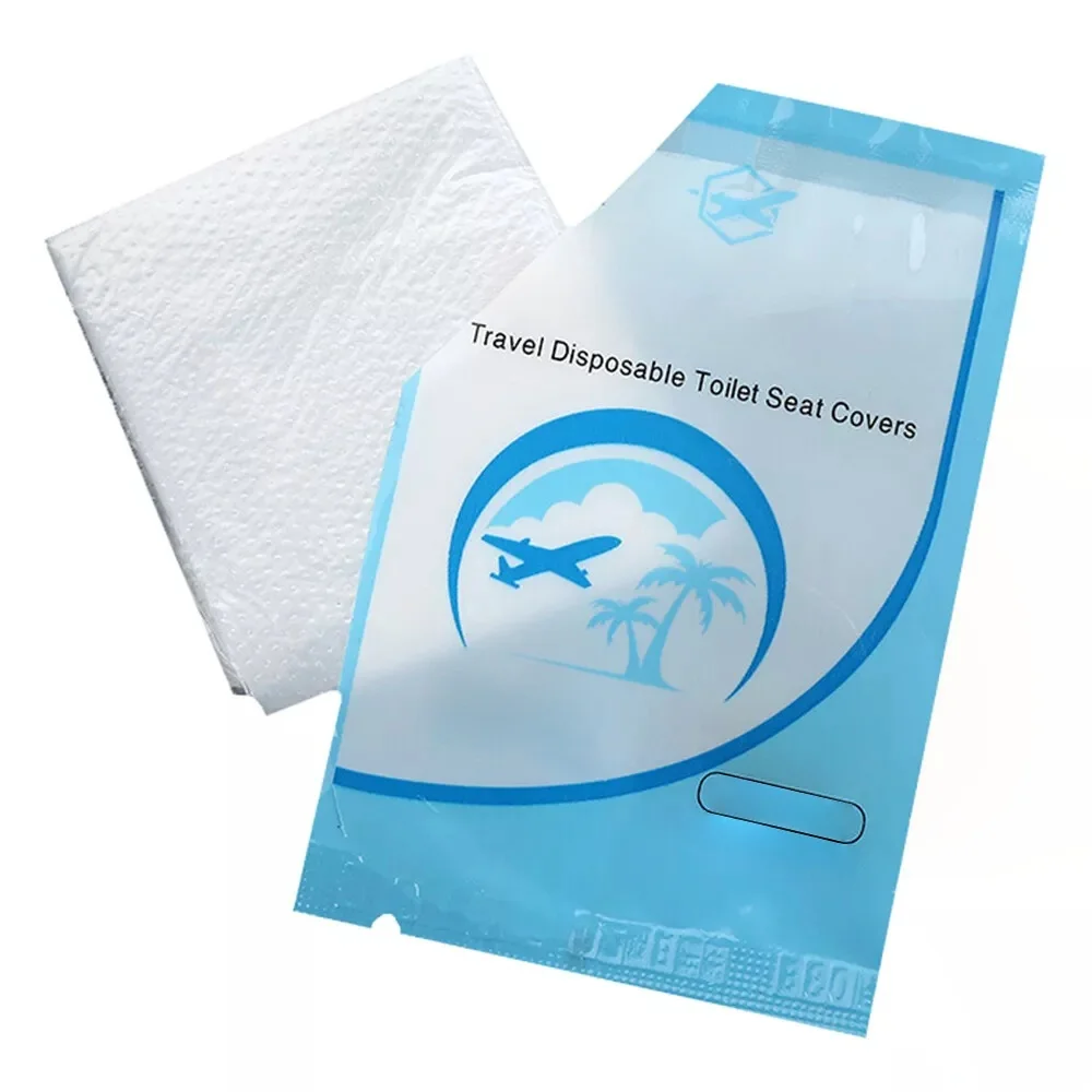 50Pcs Disposable Plastic Toilet Seat Cover Waterproof and Non Slip Individually Wrapped, for Travel, Toilet Seat Protectors