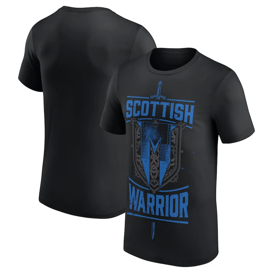 

Men's Black Drew McIntyre Scottish Brave Sports Top T-shirt Men's Women's Wrestler Clothing Short Sleeve Children's Street