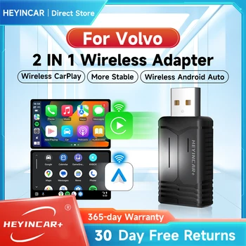 2025 NUOVO HEYINCAR 2in1 Wireless Android Auto Adattatore Carplay Wireless Per Volvo XC40 XC60 XC90 S60 S90 V40 V60 V90