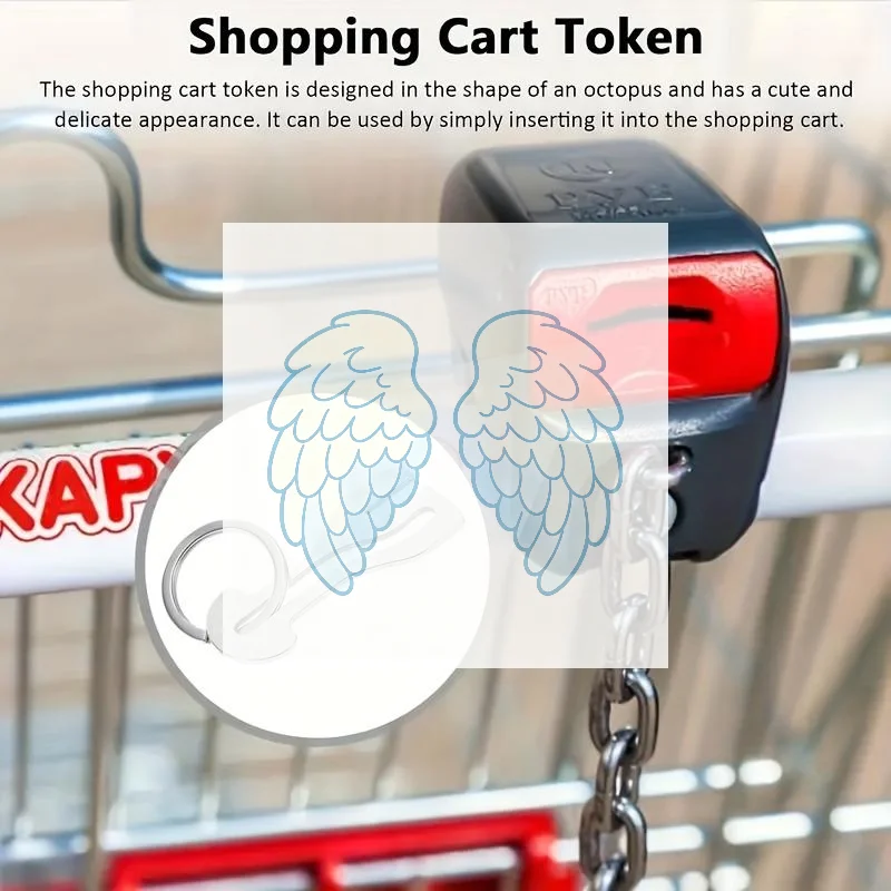 1Pc Durable Stainless Steel Trolley Token Keychain Reusable Rust-proof for Supermarket Shopping Travel Commute Use 1pcs