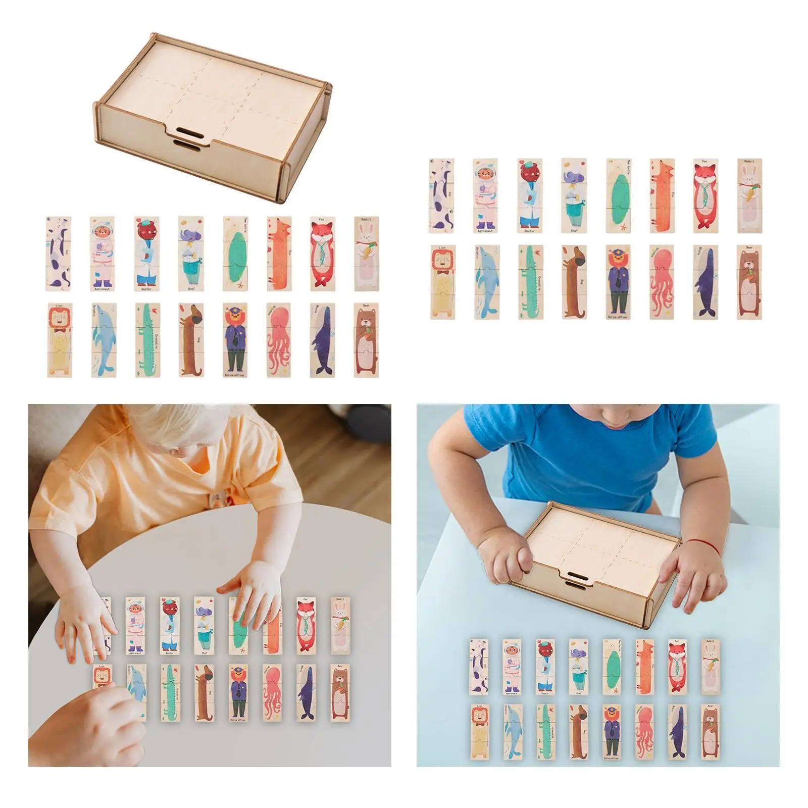 Montessori Toy Wooden Puzzles Words Recognition Game Montessori Sorting Toy