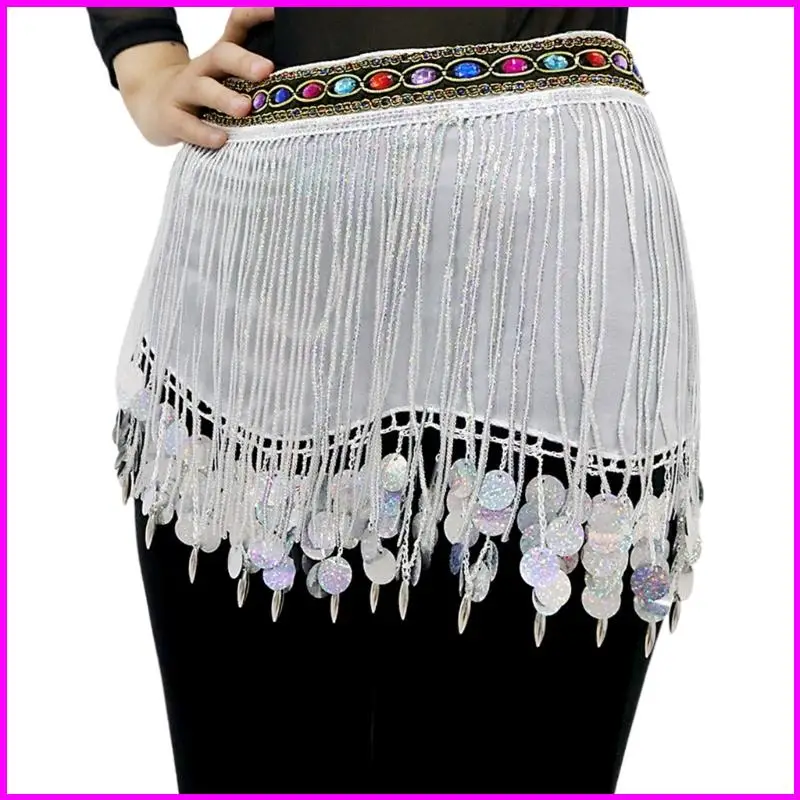 Écharpe hanche danse du ventre, Costume d'halloween, tenue Festival Raves, jupe portefeuille à paillettes, Mini jupe