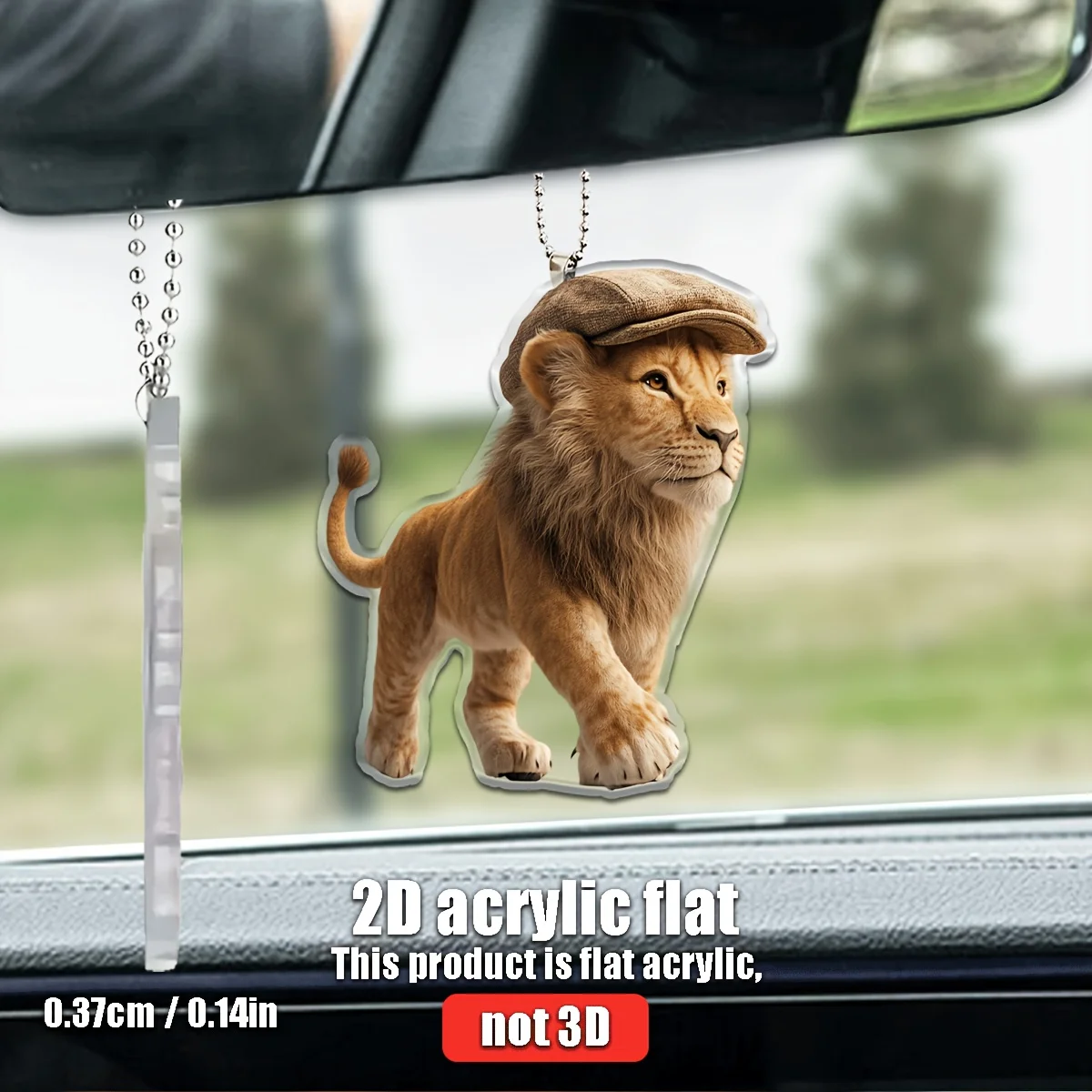 1Pc 2D Wearing a Hat Lion Pendant Used for Car Hanging Decoration Fun Decoration Home Decoration Backpack Accessories Keychains view 4