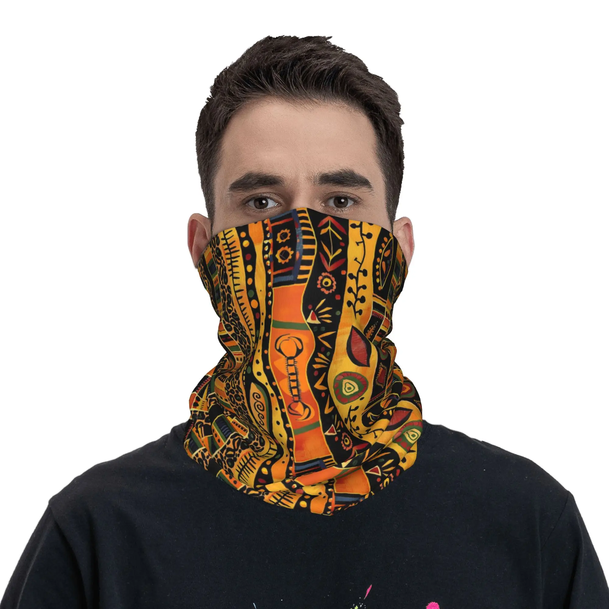 Abstract Tribal Stripes for Black Month Bandana Neck Gaiter Printed Mask Scarf Cycling Scarf Riding Unisex Adult Winter