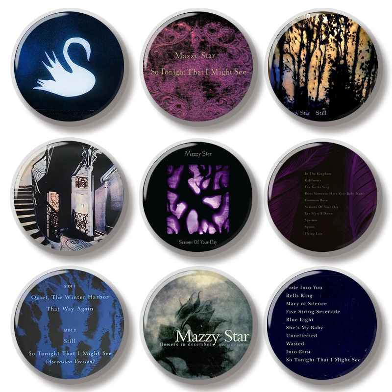 44MM Mazzy Star Album Cover Pin Soft Button Pin Jewelry Creative Badge Cartoon Brooch Lapel Pin Bag Backpack Hat Decoration