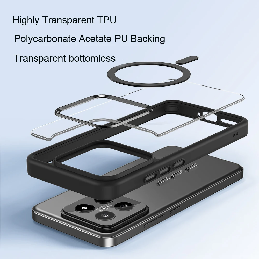 For Xiaomi 15 / 15 Pro HD Transparent Shockproof Magnetic Charging Case TPU PC Cover For Xiaomi Mi 15