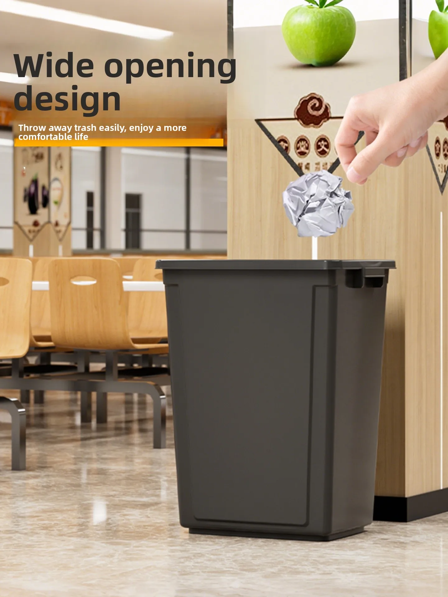 

Большой мусорный контейнер без крышки для дома и коммерческого использования, для ресторанов, кухонь, органических отходов, офисов, прямоугольный.