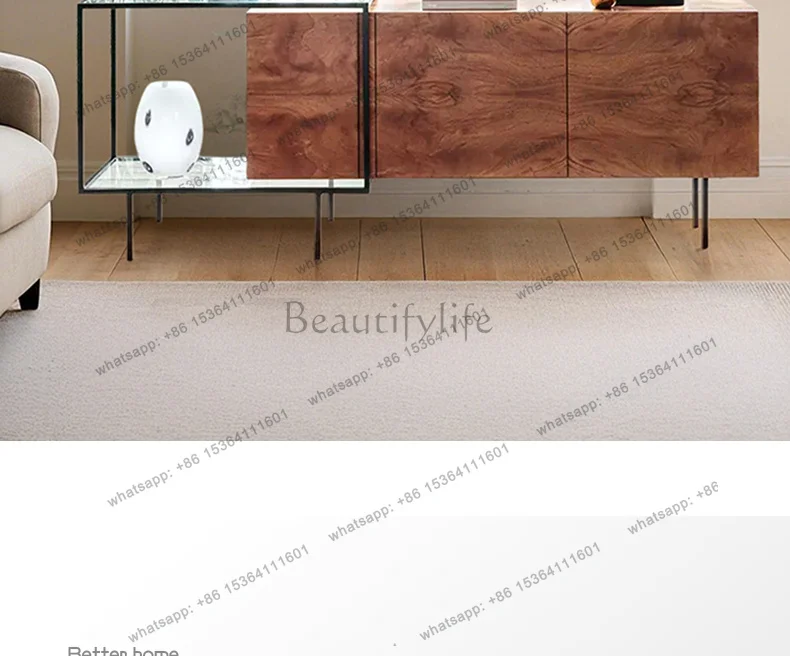 LJY Modern simple solid wood TV cabinet Nordic light luxury living room TV cabinet Italian minimalist side cabinet