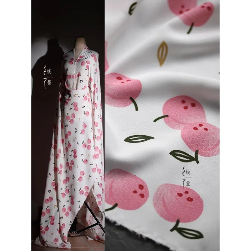 Feng Shui Honey Peach Printed Fabric Summer Coat Han Clothing Graduation Designer Fabric