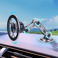Folding Magnetic Car Phone Holder For MagSafe Universal Dashboard Magnet Car Mount Smartphone GPS Bracket  360° Rotate Stand
