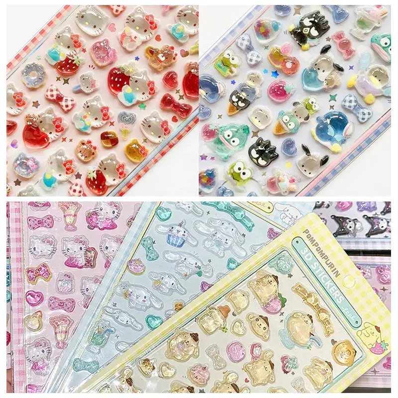 Snoopy Bonbon Drop Seal Sticker Sanrio 3D Jelly Pegatinas Dibujos animados Shin-chan Calcomanía Kawaii DIY Laptop Scrapbook Sticke ンン Hei80)Java Ingaル